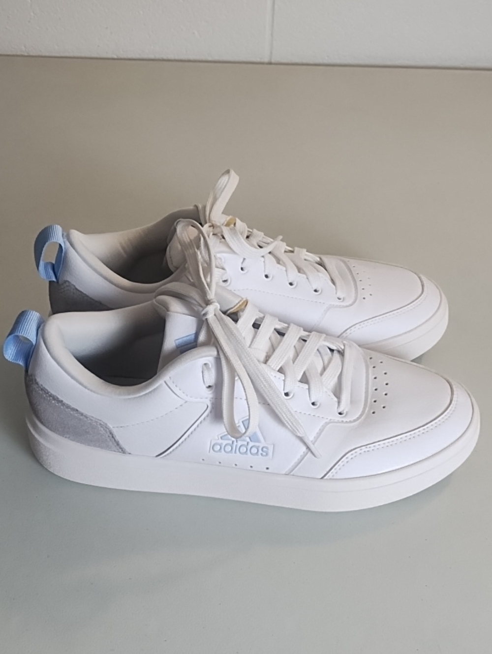 adidas Park Street Women’s Court Sneaker White Sneakers Light Blue & Grey Suede